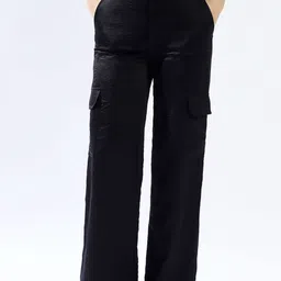 High Star Women Relaxed Loose Fit High-Rise Easy Wash Cargo Styles Trousers-picture-33