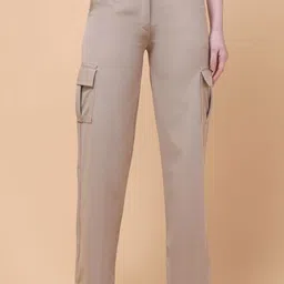 Charitra Women Relaxed High-Rise Easy Wash Cargos Trousers-image-15