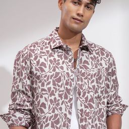 HIGHLANDER Men Comfort Relaxed Fit Cutaway Collar Floral Printed Cotton Casual Shirt-image-86