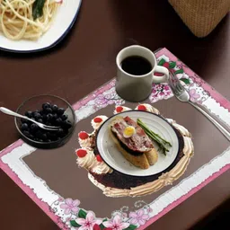 LooMantha Transparent & Pink 6 Pieces Printed Rectangular Table Placemats image 2