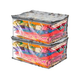 Kuber Industries Set Of 2 Grey & Transparent Printed Waterproof Drawer Organiser-24