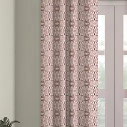 HOUZZCODE Maroon & White Black Out Window Curtain image 3