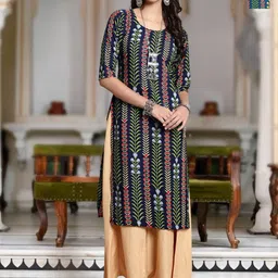 Moda Rapido Selection Of 2 Floral Printed Round Neck Straight Kurta-image-11