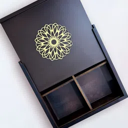 Angira handicrafts Brown & Yellow Printed Wooden Multi-Utility Organiser-9