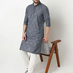Ethnicity Men Geometric Woven Design Festive Straight Kurta-picture-9