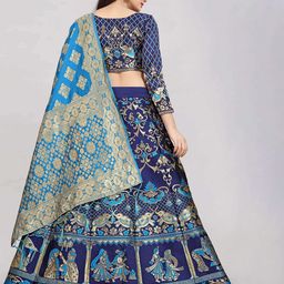 DIVASTRI Woven Design Zari Printed Semi-Stitched Lehenga & Unstitched Blouse With Dupatta image 2