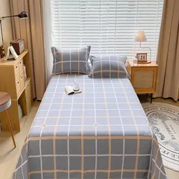 JC HOME Grey & White Printed 220 TC Pure Cotton Queen Bedsheet Set 2.30 m x 1.80 m-image-63