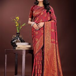 Astita Ethnic Motifs Woven Design Zari Banarasi Saree-image-101