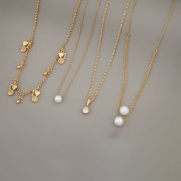 BHUMI09 Set Of 4 Gold-Plated Artificial Beaded Chains-12