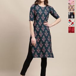 7Threads Women Pack Of 6 Ethnic Motifs Printed Daily Straight Kurtas-image-52