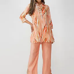 Bindigasm Abstract Printed Shirt Collar Tunic With Trousers-picture-15