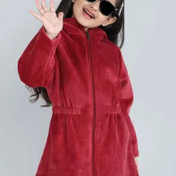 taffykids Girls Polyester Longline Open Front Jacket-image-57