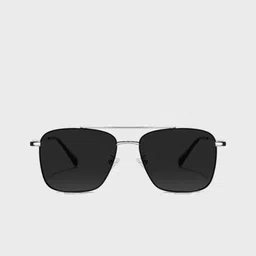SAM & MARSHALL Unisex Sqaure Sunglasseses Metal UV Protection VEIN_SILVER_BLACK_BLACK_2937-14