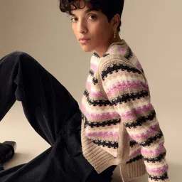 Marks & Spencer Women Striped Pullover Sweaters-image-49