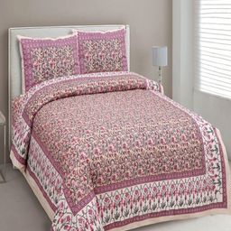 Myntra Elegant Homes Pink Printed Pure Cotton 180 TC King Bedsheet Set 2.74 m x 2.54 m-image-98