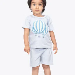 ariel Kids Embroidered Round Neck Pure Cotton T-shirt with Shorts-15