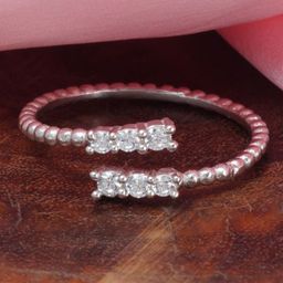 Tuanz Silver Jewelry 925 Sterling Silver Rhodium-Plated Cubic Zirconia-Studded Finger Ring-image-117