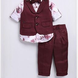 POOJATEX Boys Maroon Cotton Blend Clothing Set-image-66