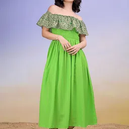 PURVAJA Women Off-Shoulder Smocked Fit & Flare Midi Dress-picture-26