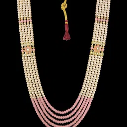Radhe Creation Men Gold-Plated Kundan Studded & Pearls Beaded Six Layered Necklace-image-3