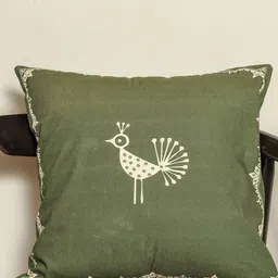 Crown of Poppies Olive Green Geometric Square Cushion Covers-image-97