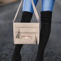 NYFEE Structured Sling Bag with Tasselled-7