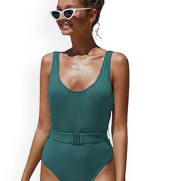 Plus Curvves Shoulder Straps Swim Bodysuit-image-89