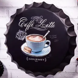 eazy wagon Black & White Espresso Printed Metal Bottle Caps Wall Hangings-image-52