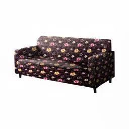 Stylista Brown And Yellow Printed 3 Seater Stretchable Sofa Cover With Arms-image-0