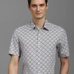 Louis Philippe Floral Printed Spread Collar Short Sleeves Regular Fit Formal Shirt-image-57