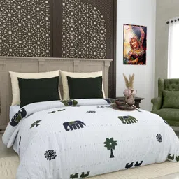 LIVING ROOTS White & Black Ethnic Motifs 210 TC King Bedsheet with 2 Pillow Covers-image-31