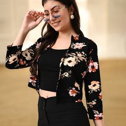 BAESD Floral Printed Open Front Crop Shrug-21
