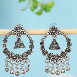 Thrillz Silver-Plated Artificial Beads Contemporary Shaped Jhumkas-93
