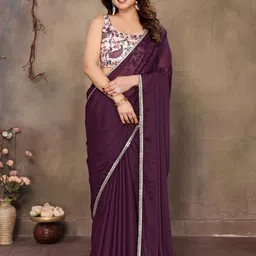PHORIA STYLE Solid Embellished Saree-12