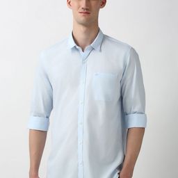 Peter England Casuals Men Spread Collar Solid Cotton Slim Fit Casual Shirt-image-44