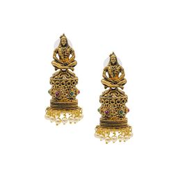 Shining Jewel - By Shivansh Matte Gold-Plated Crystal & Beaded Dome Shaped Jhumkas-15