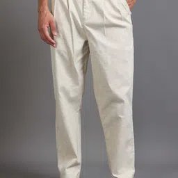 Italian Colony Men Textured Relaxed Pleated Trousers-image-79