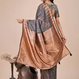 LeeliPeeri Designer Women Woven Design Linen Blend Celebrity Saree image 3