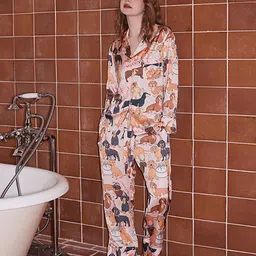 JC Collection Women Conversational Printed Shirt & Pyjamas Night suits-image-16