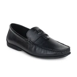 Zoom Shoes Men Textured Round Toe Lightweight Leather Loafers-image-27