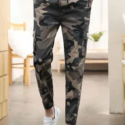 KPOP Men Camouflage Printed Mid-Rise Original Trousers-picture-12