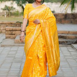 KALINI Ethnic Motifs Woven Design Zari Banarasi Saree-picture-25