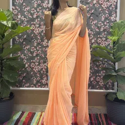 HELLA FASHIONS Striped Poly Chiffon Saree-image-31