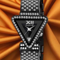 Skylark Women Embellished Dial & Bracelet Style Straps Analogue Watch triangle_Black_24_f-image-60