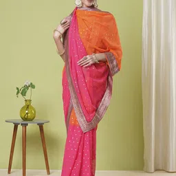 DIVASTRI Floral Zari Poly Georgette Banarasi Saree-picture-43