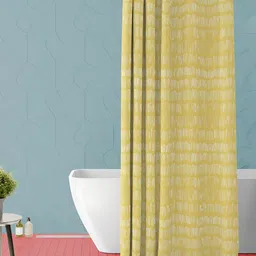 ArtzFolio Yellow & White Printed Waterproof Shower Curtain-image-70