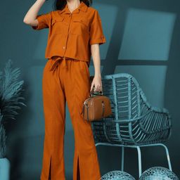 Mast & Harbour Shirt Collar Shirt With Trousers Co-Ords-image-118