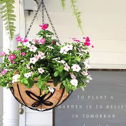 Garden King 4-Pcs Black & Brown Coir Hanging Basket Planter With Metal DetachableHanger-9