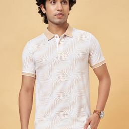 BYFORD by Pantaloons Men Abstract Printed Polo Collar Cotton Slim Fit T-Shirt-image-94