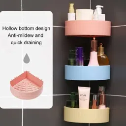 Plastic Multipurpose Kitchen Bathroom Wall Shelves ( 1Triangle Corner) Storage Basket-image-17
